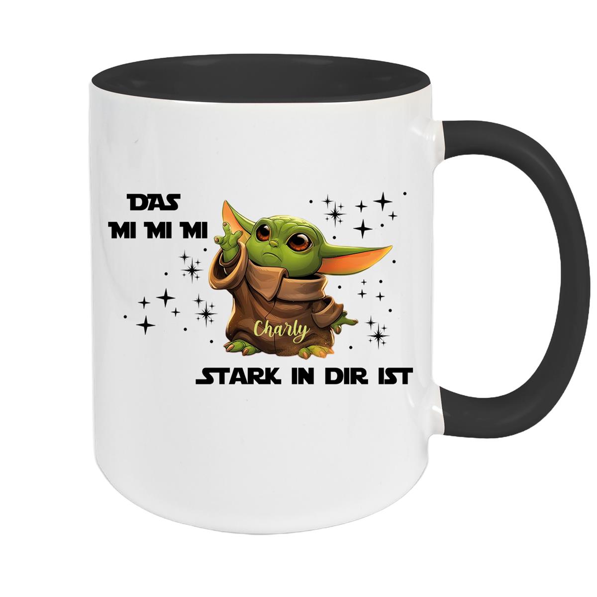 Tasse Wunschname Baby-Yoda 1 Keramik Kinderbecher personalisiert versch. Farben