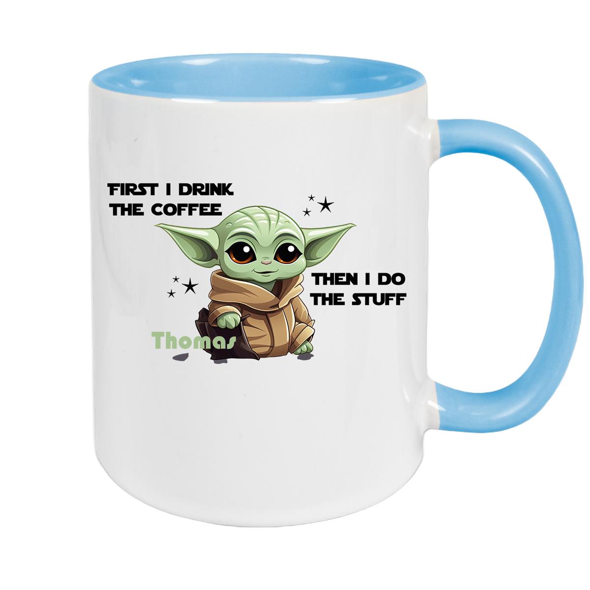 Tasse Wunschname Baby-Yoda 2 Keramik Kinderbecher personalisiert versch. Farben