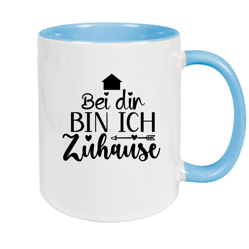 Tasse Liebe - Spruch "Bei dir bin ich zu Hause" Valentinstag Wunschnamen Keramik personalisiert versch. Farben