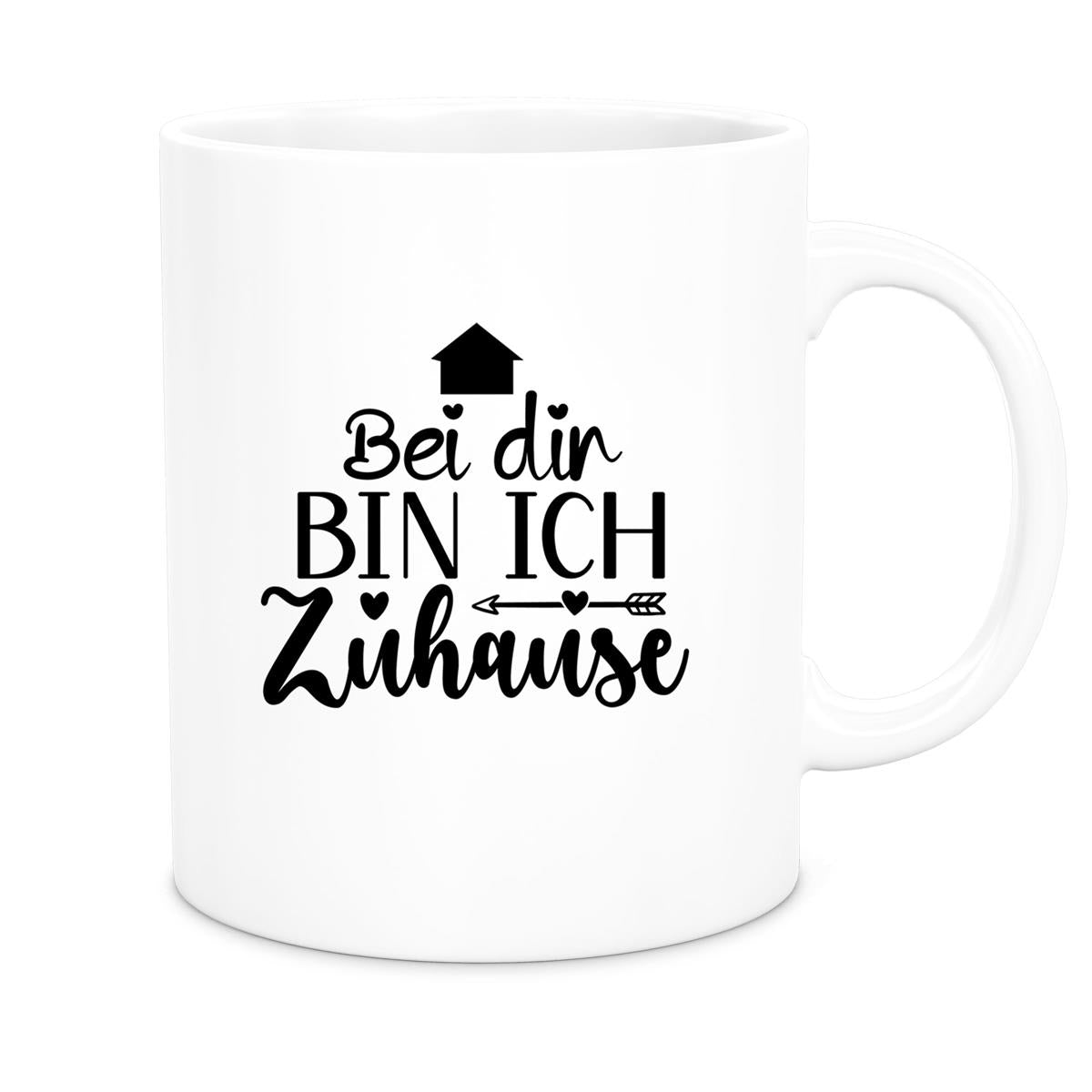 Tasse Liebe - Spruch "Bei dir bin ich zu Hause" Valentinstag Wunschnamen Keramik personalisiert versch. Farben