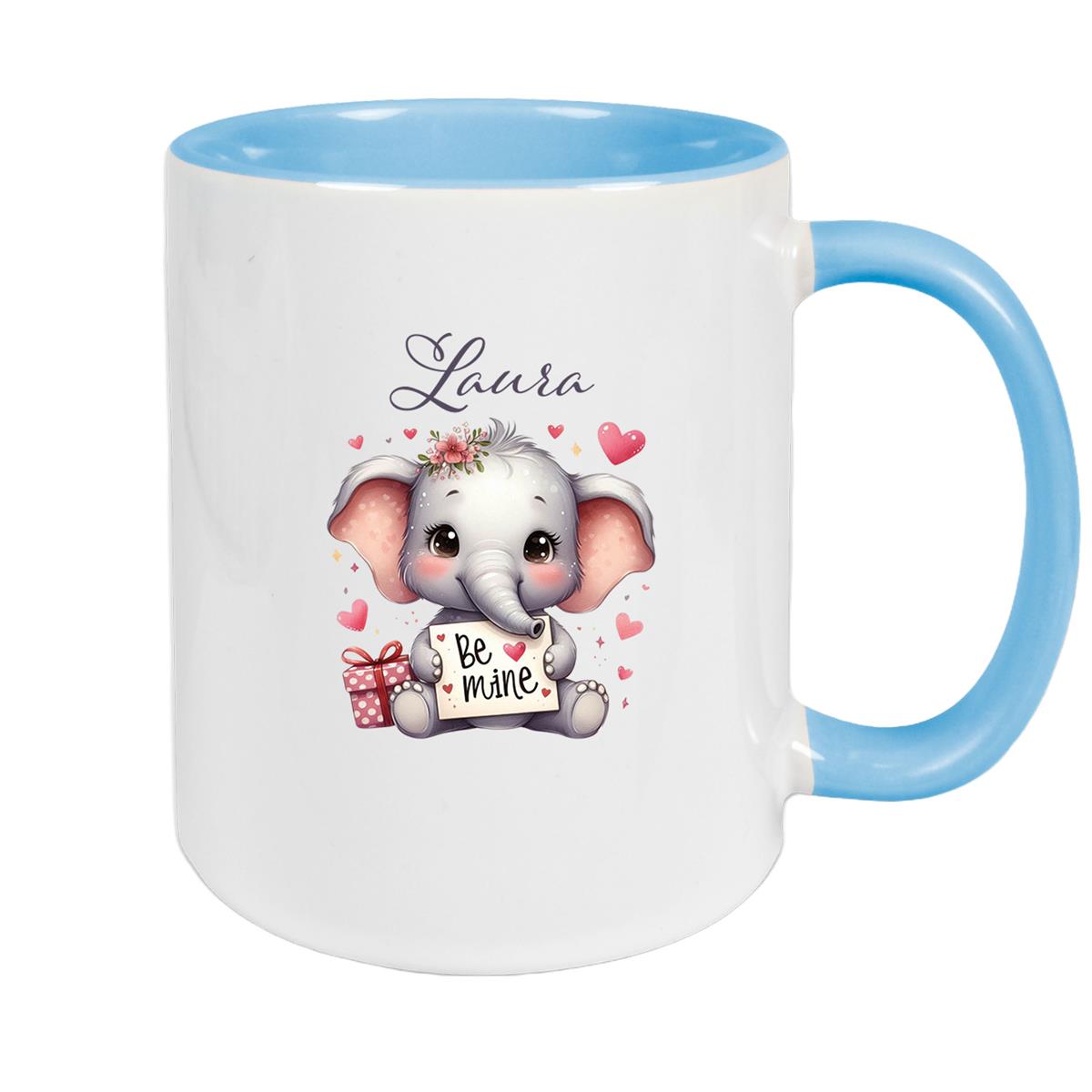 Tasse Liebe - Elefant Valentinstag Wunschnamen Keramik personalisiert versch. Farben
