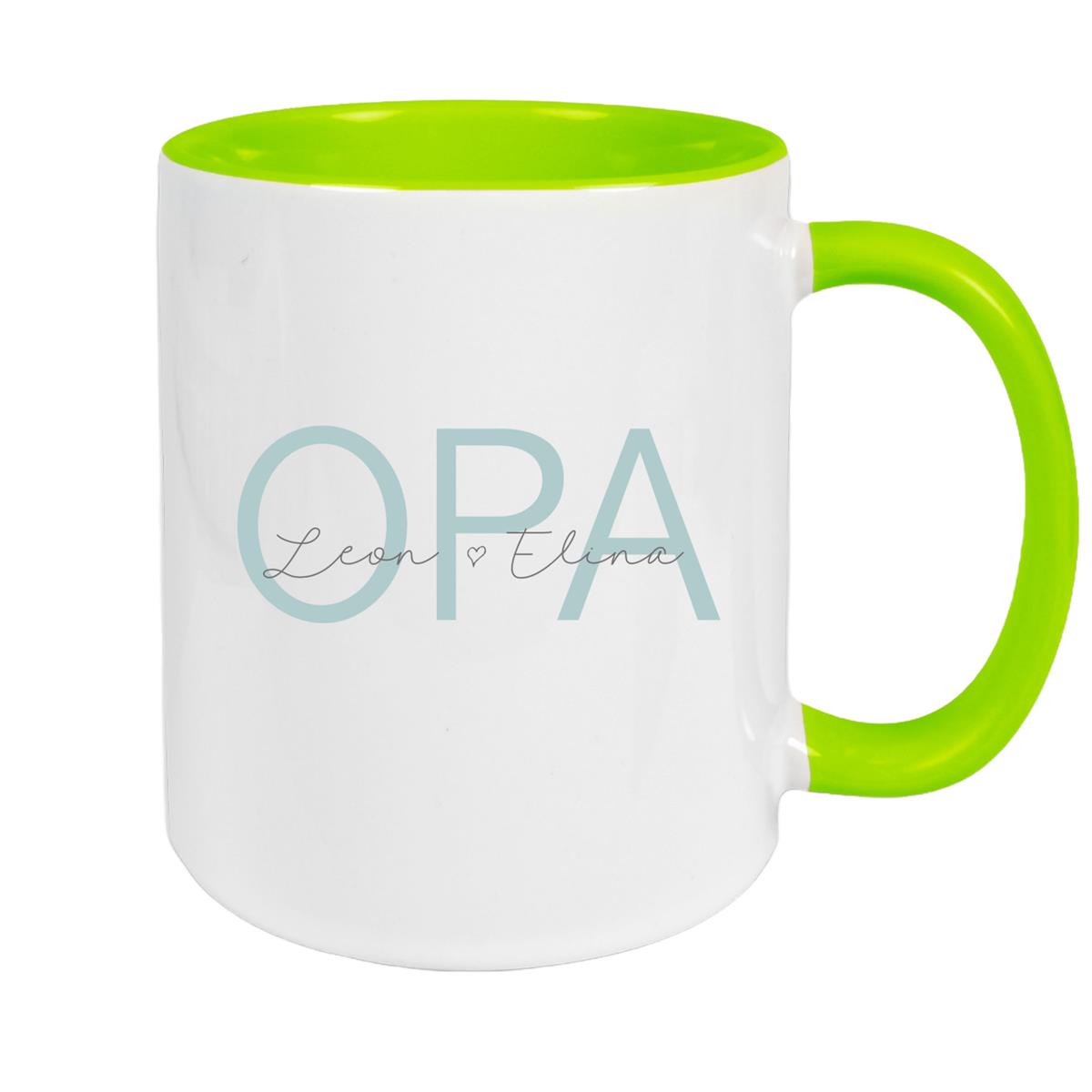 Tasse, Opa, Vatertag, Geburtstag 1 Wunschnamen Keramik Personalisiert versch. Farben