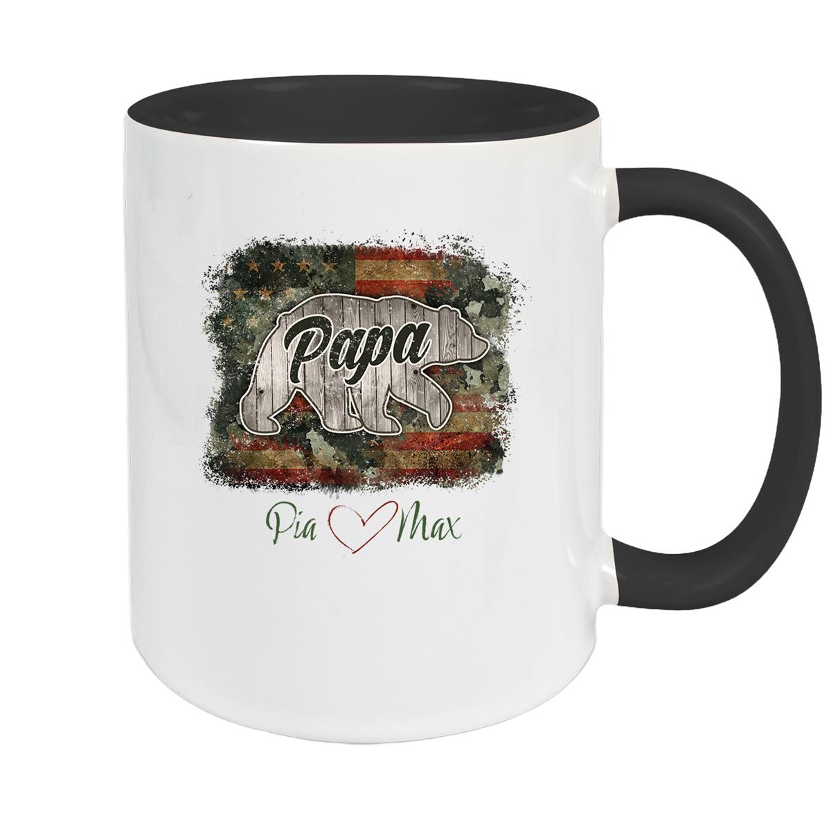 Tasse Vatertag 7 Papa "Bär" Wunschnamen Keramik Personalisiert versch. Farben