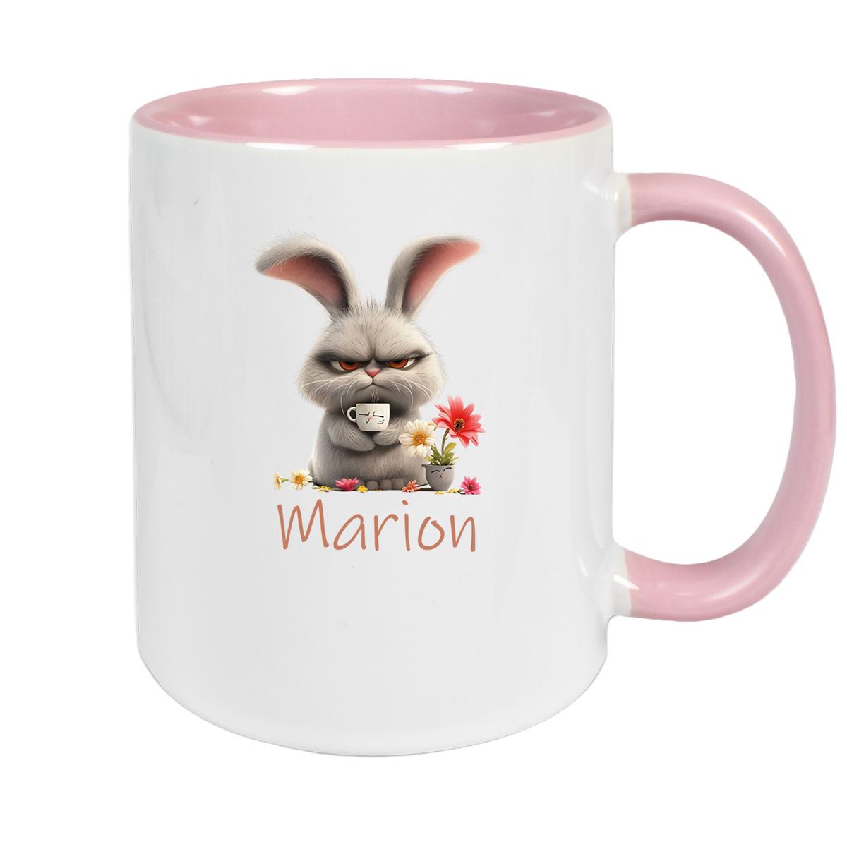 Tasse Ostern Grumpy-Bunny 2 Wunschnamen Keramik personalisiert versch. Farben