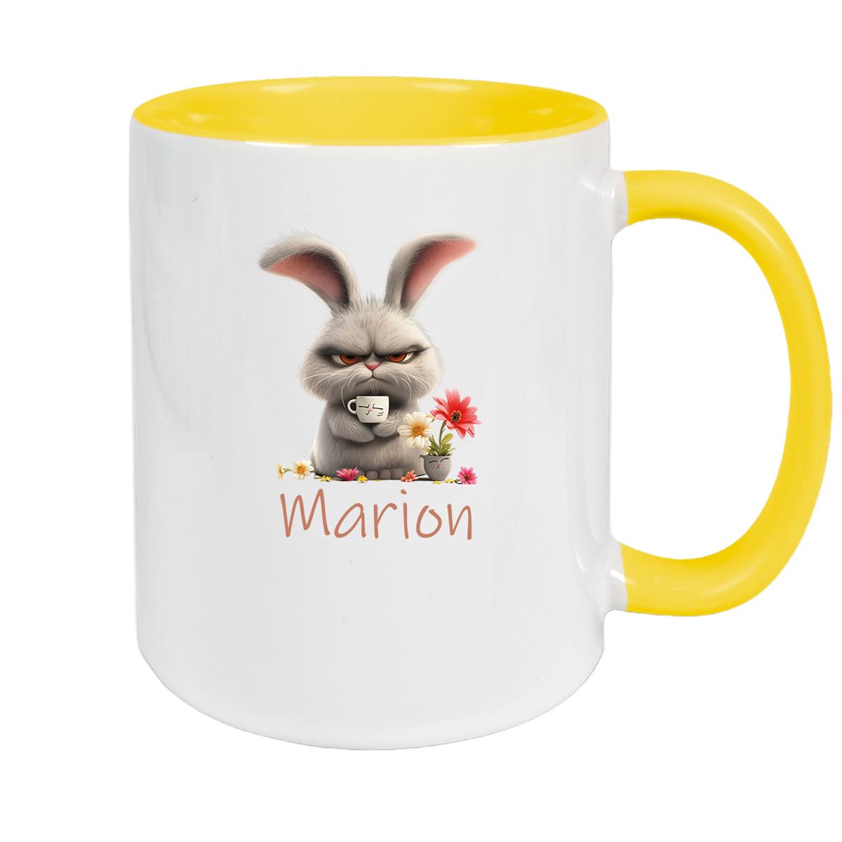 Tasse Ostern Grumpy-Bunny 2 Wunschnamen Keramik personalisiert versch. Farben