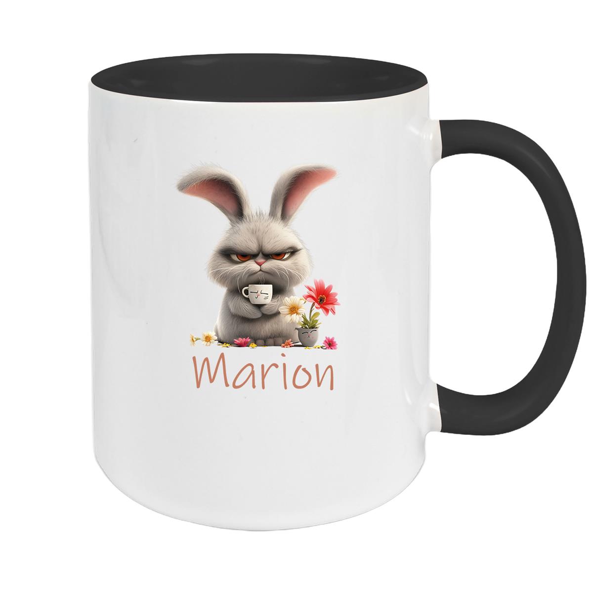 Tasse Ostern Grumpy-Bunny 2 Wunschnamen Keramik personalisiert versch. Farben