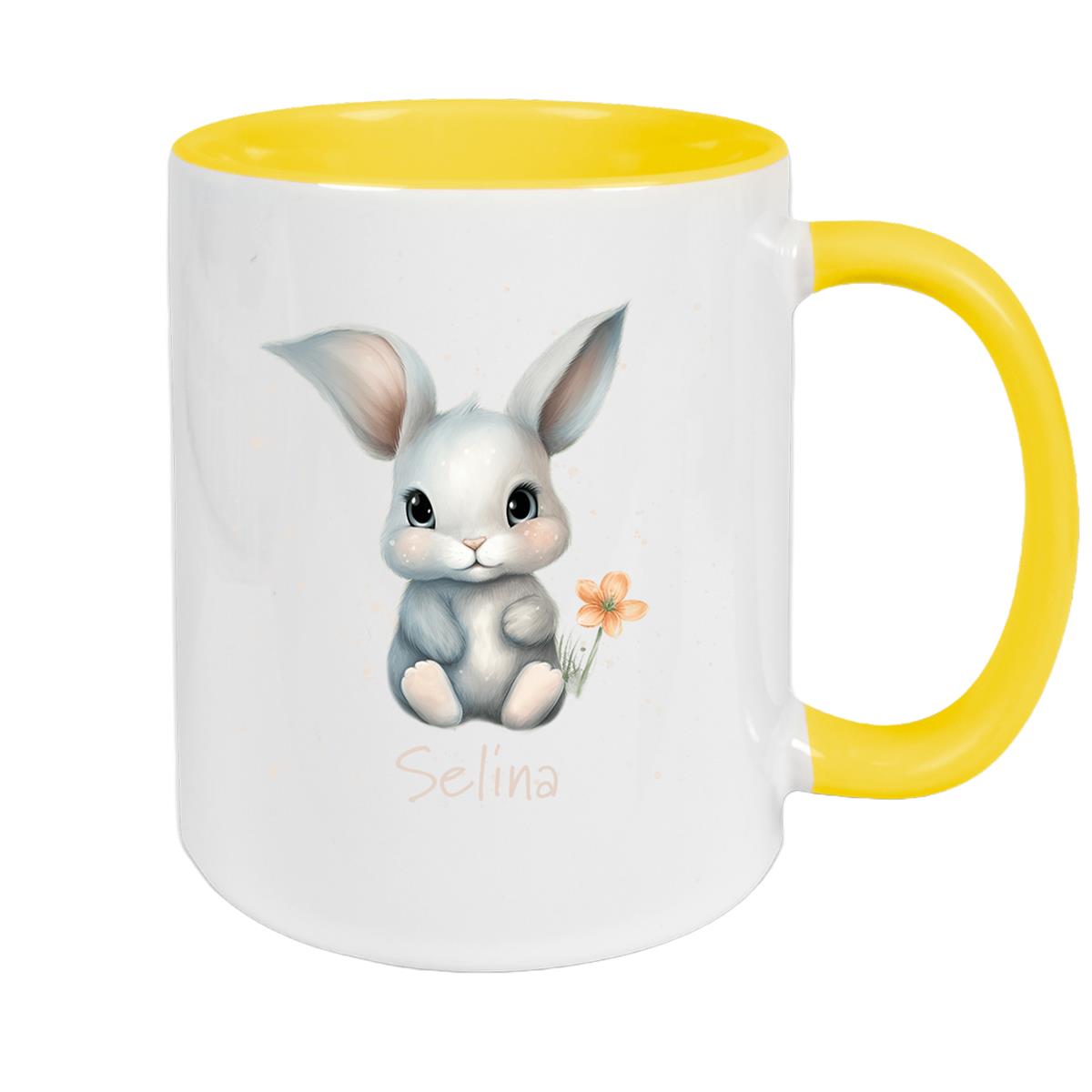 Tasse Ostern - Hase 2 Wunschnamen Keramik personalisiert versch. Farben