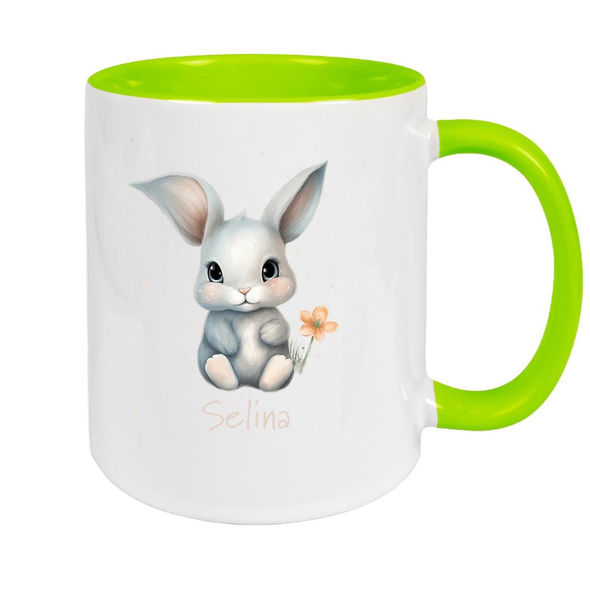 Tasse Ostern - Hase 2 Wunschnamen Keramik personalisiert versch. Farben