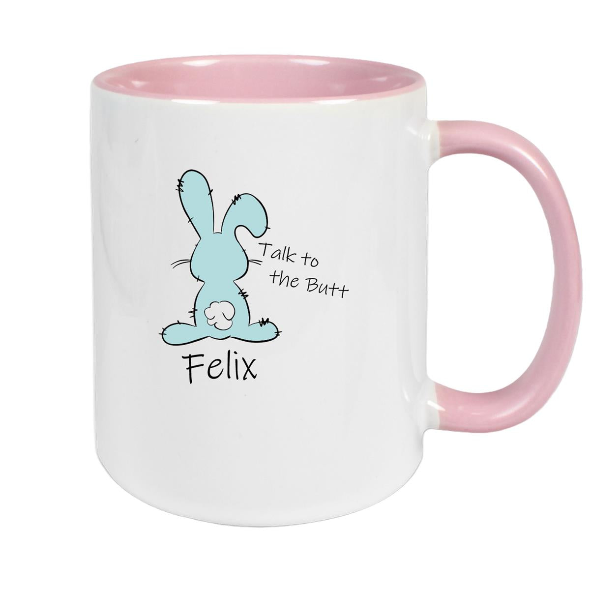Tasse Ostern - Hase Talk to the Butt 2 Wunschnamen Keramik personalisiert versch. Farben