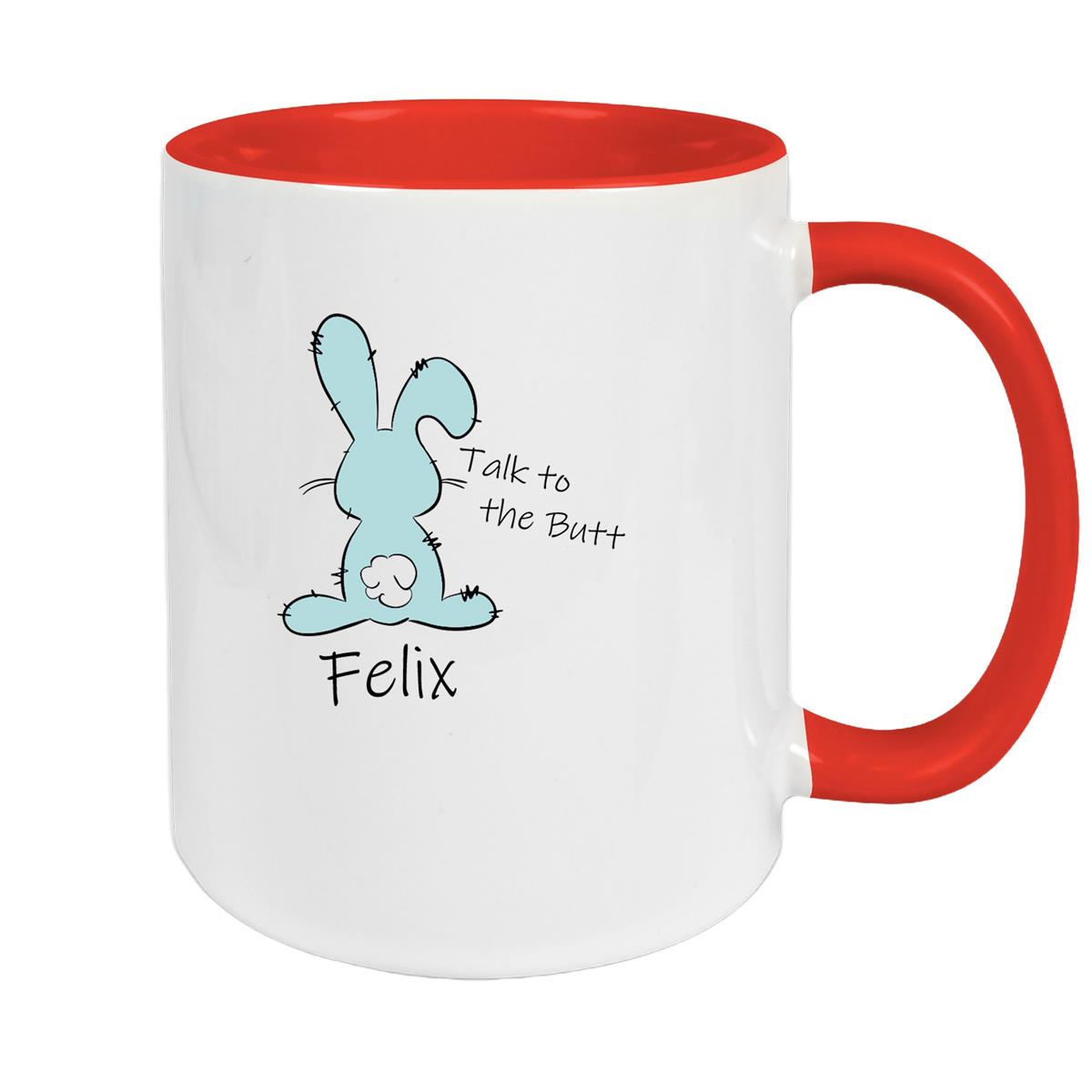 Tasse Ostern - Hase Talk to the Butt 2 Wunschnamen Keramik personalisiert versch. Farben