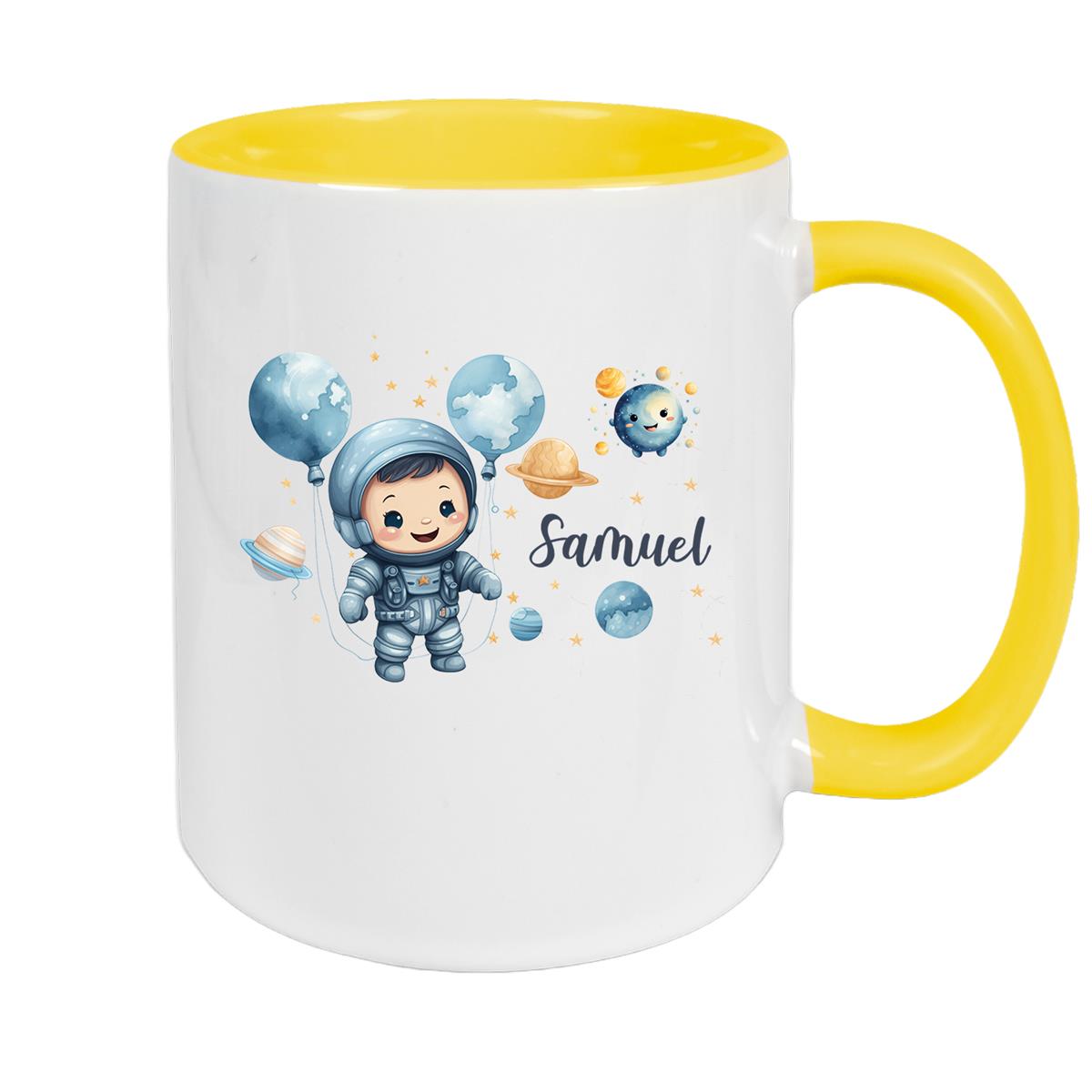 Tasse Kinder Astronaut 1 Wunschname Keramik Kinderbecher personalisiert versch. Farben