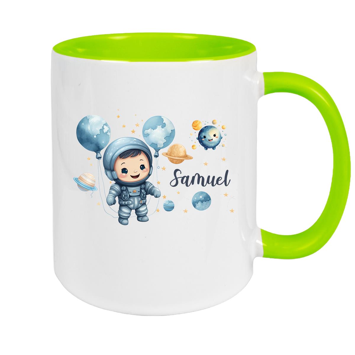 Tasse Kinder Astronaut 1 Wunschname Keramik Kinderbecher personalisiert versch. Farben