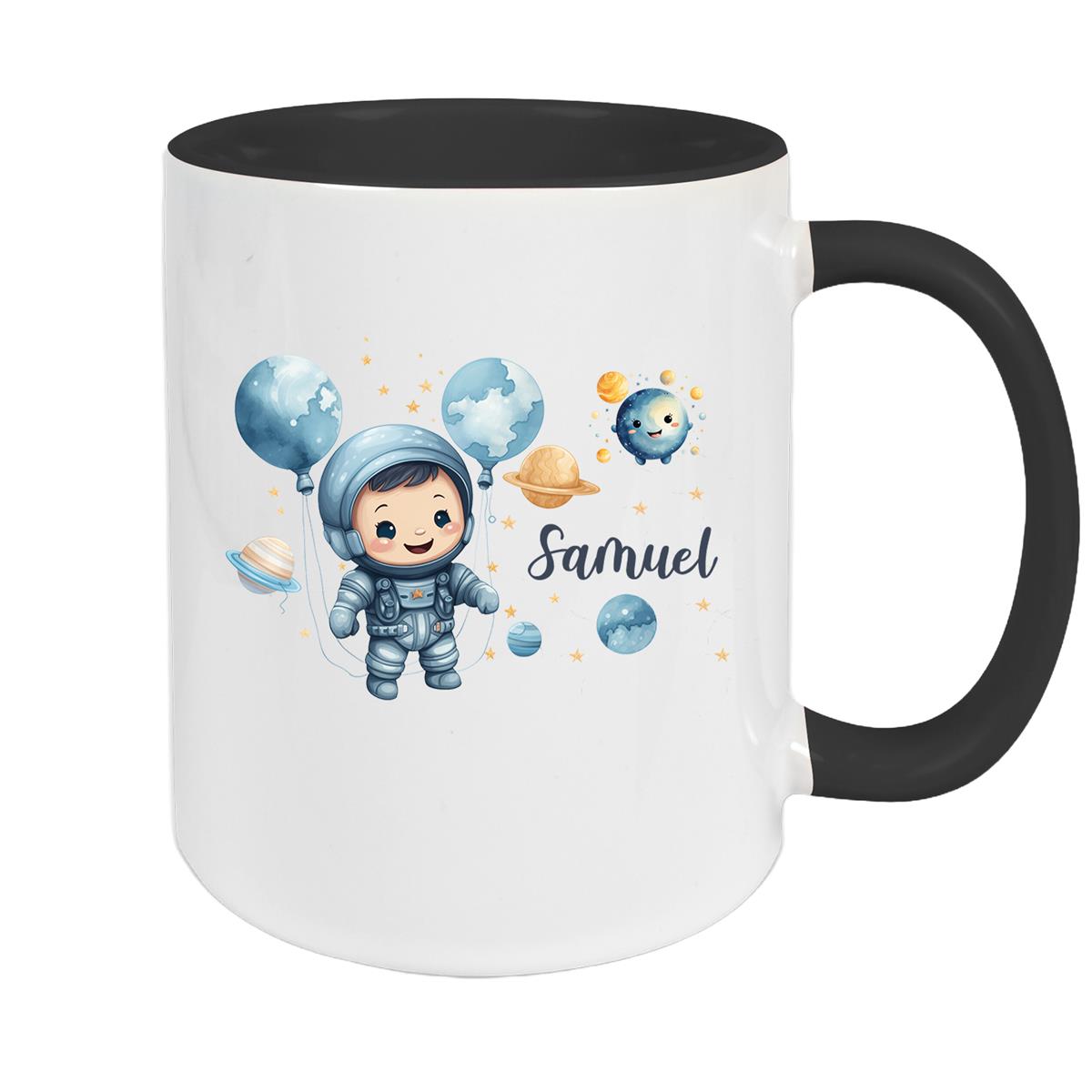 Tasse Kinder Astronaut 1 Wunschname Keramik Kinderbecher personalisiert versch. Farben