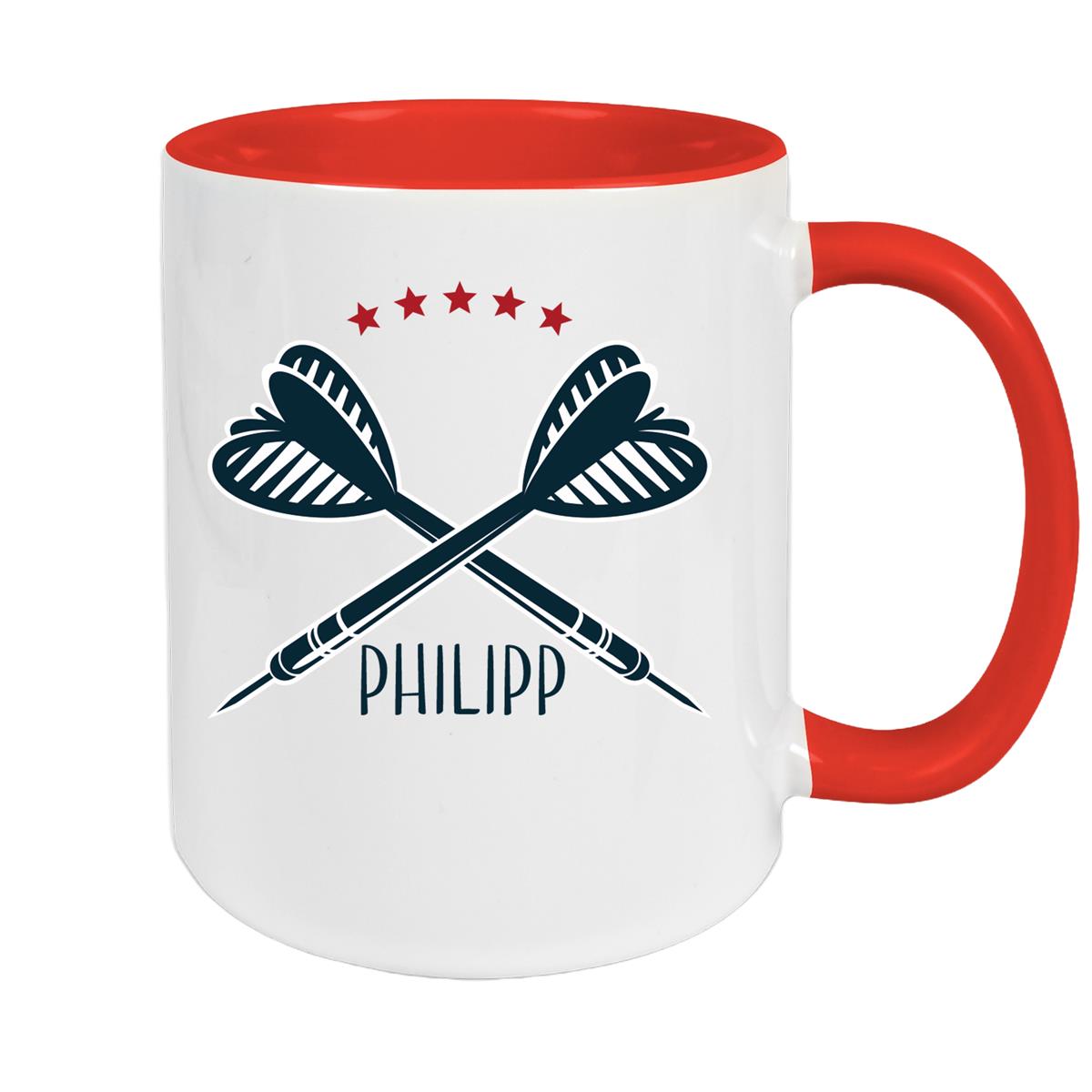 Tasse Dart 3 Wunschname Keramik Kinderbecher personalisiert versch. Farben