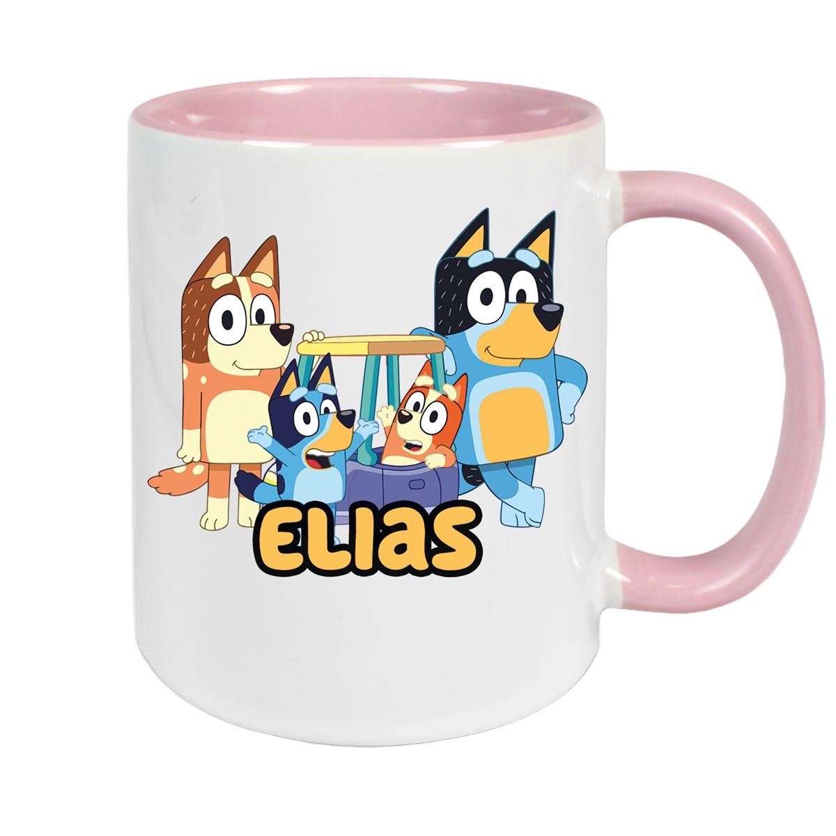 Tasse Bluey 2 Wunschname Keramik Kinderbecher personalisiert versch. Farben