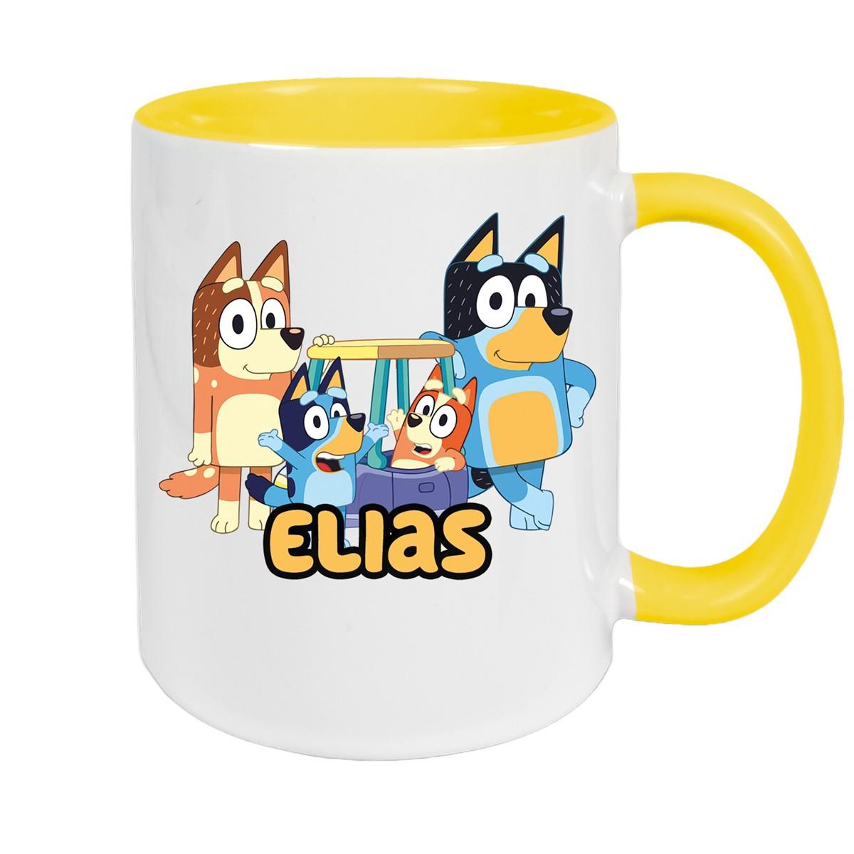 Tasse Bluey 2 Wunschname Keramik Kinderbecher personalisiert versch. Farben