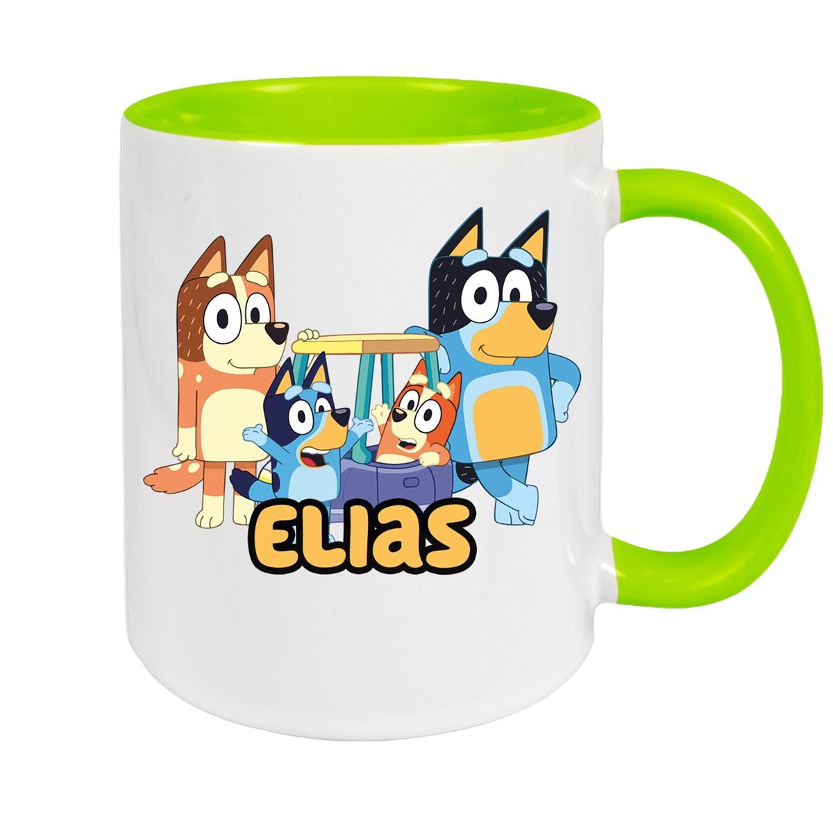 Tasse Bluey 2 Wunschname Keramik Kinderbecher personalisiert versch. Farben