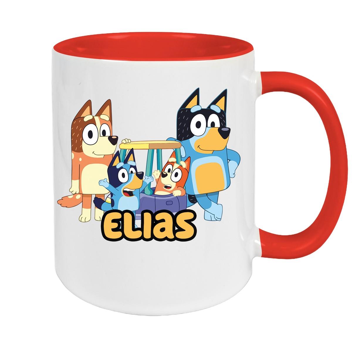 Tasse Bluey 2 Wunschname Keramik Kinderbecher personalisiert versch. Farben