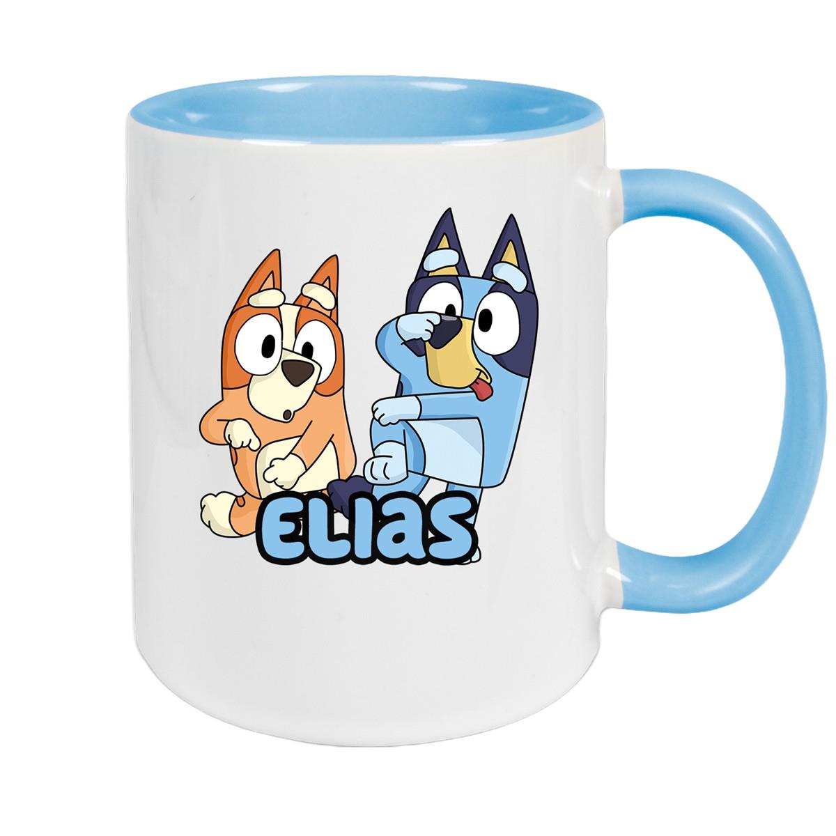 Tasse Bluey 3 Wunschname Keramik Kinderbecher personalisiert versch. Farben