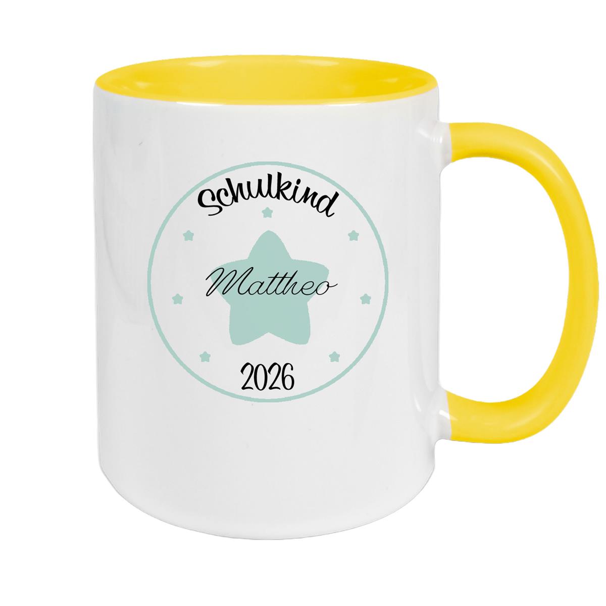 Tasse Schulkind 01 Wunschname Keramik Kinderbecher Personalisiert versch. Farben