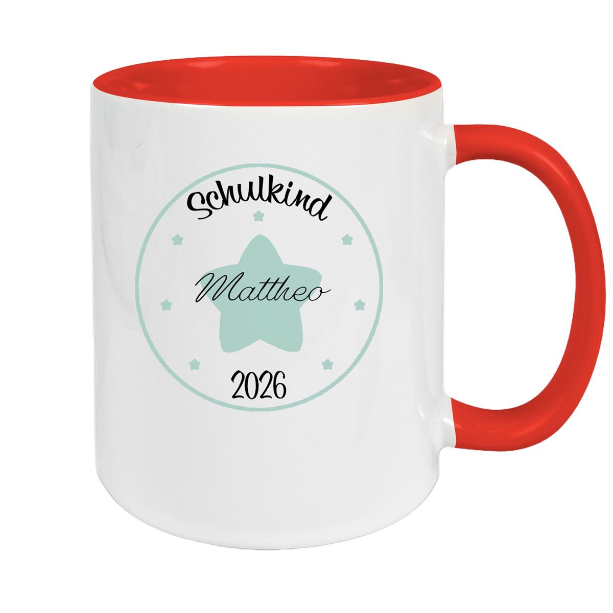 Tasse Schulkind 01 Wunschname Keramik Kinderbecher Personalisiert versch. Farben
