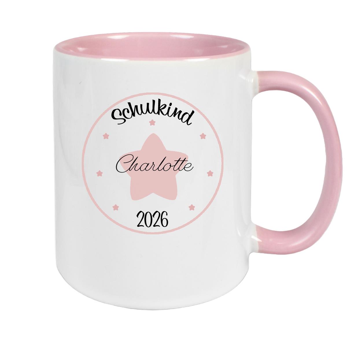 Tasse Schulkind 02 Wunschname Keramik Kinderbecher Personalisiert versch. Farben