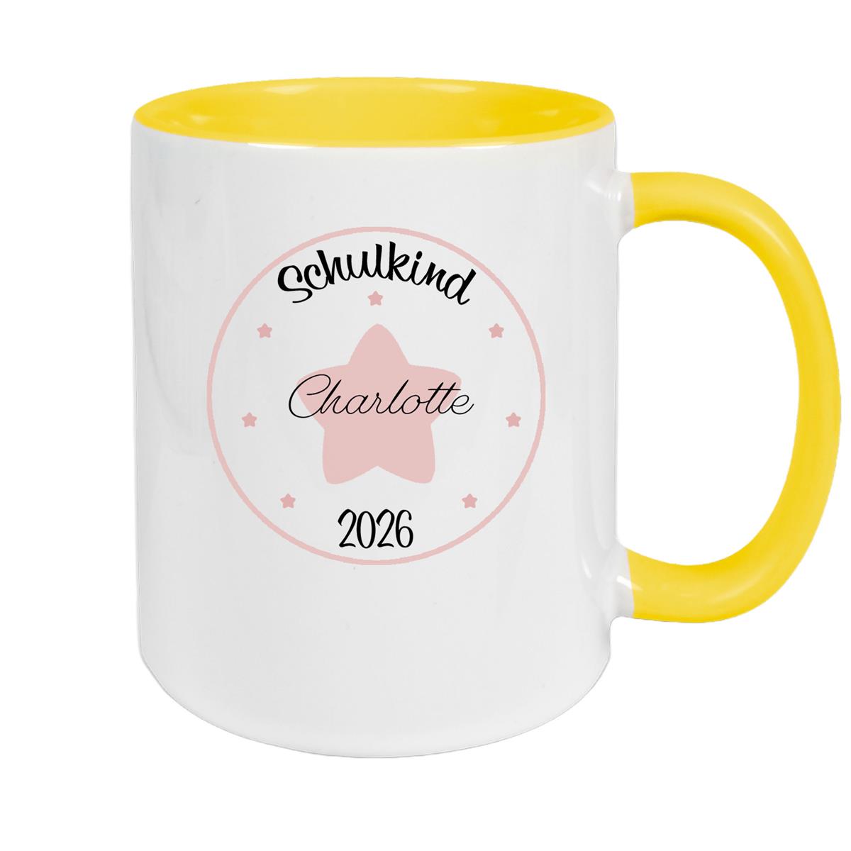 Tasse Schulkind 02 Wunschname Keramik Kinderbecher Personalisiert versch. Farben