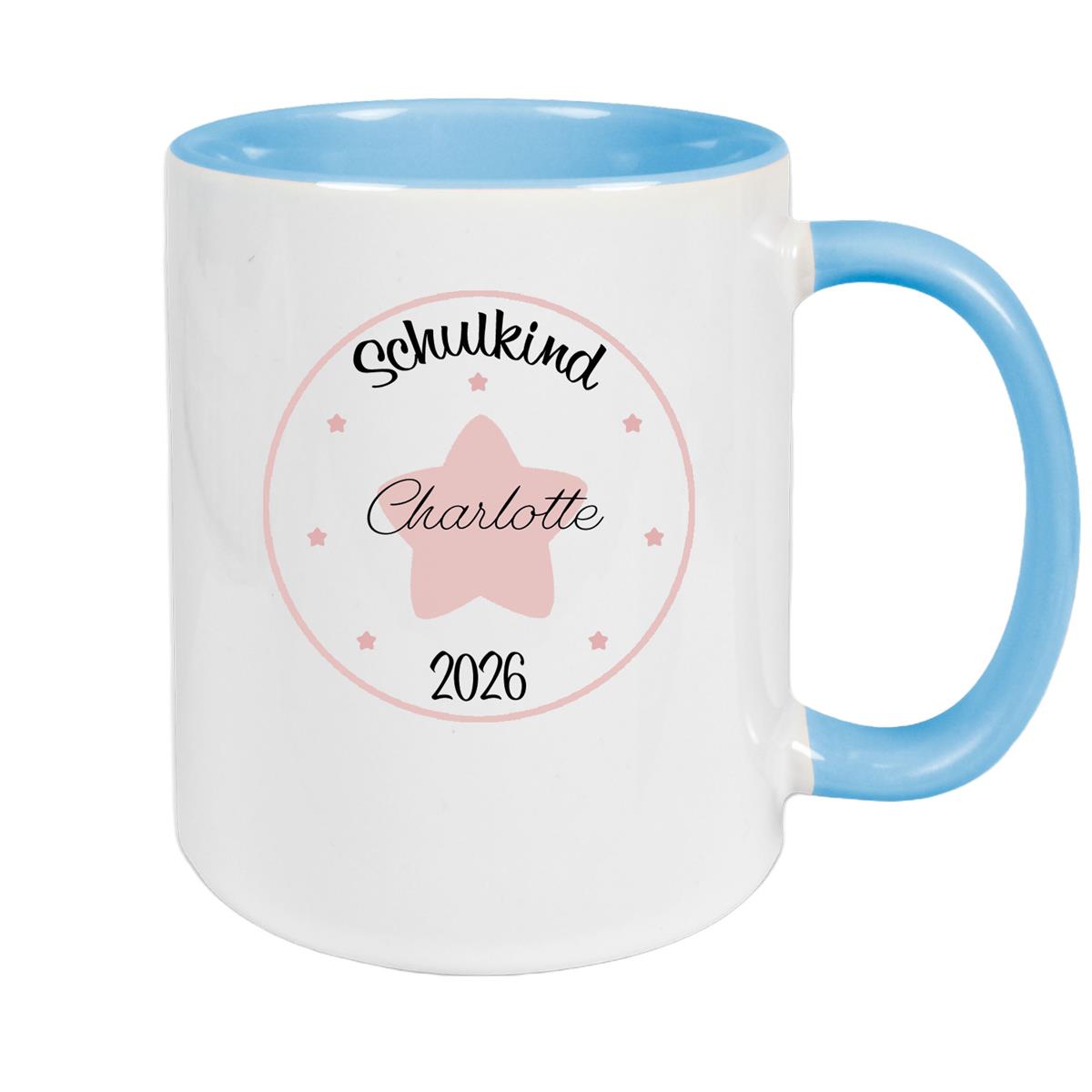 Tasse Schulkind 02 Wunschname Keramik Kinderbecher Personalisiert versch. Farben