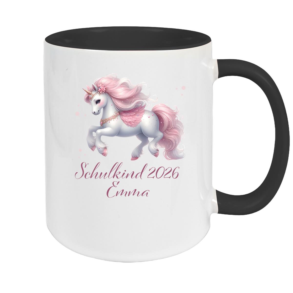 Tasse Schulkind 03 Wunschname Einhorn Keramik Kinderbecher Personalisiert versch. Farben