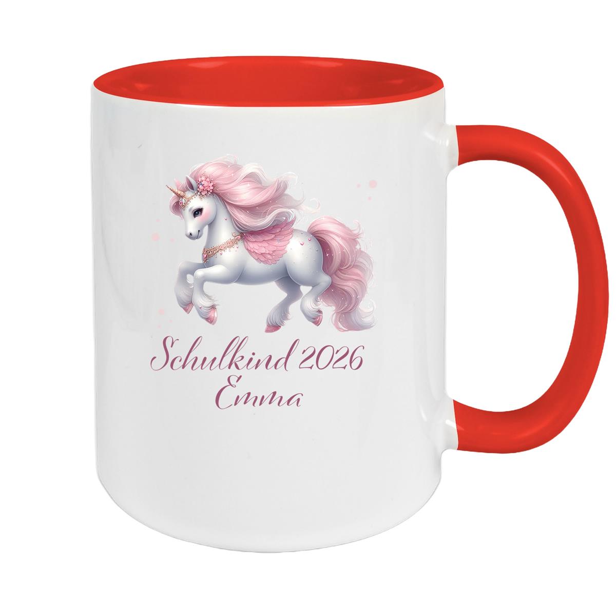 Tasse Schulkind 03 Wunschname Einhorn Keramik Kinderbecher Personalisiert versch. Farben