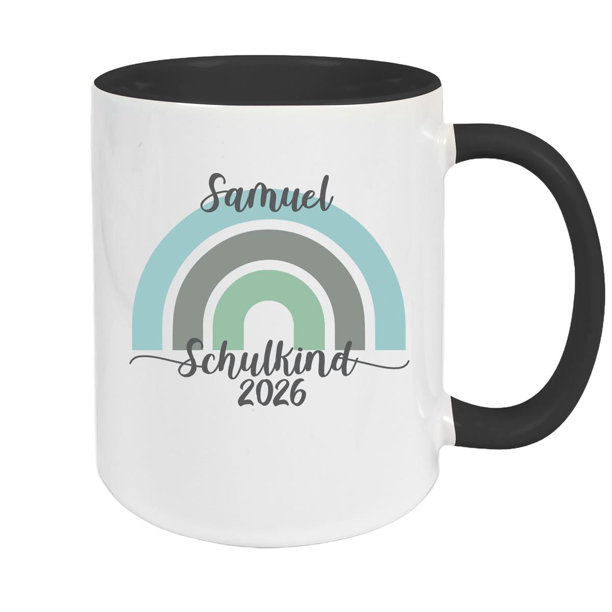 Tasse Schulkind 05 Wunschname Rainbow Keramik Kinderbecher Personalisiert versch. Farben