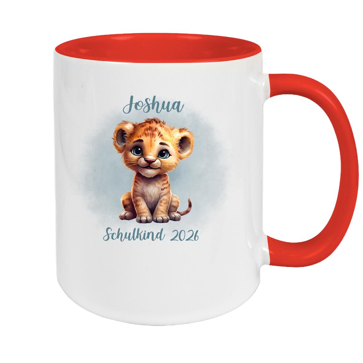 Tasse Schulkind 07 Wunschname Tiger 1 Keramik Kinderbecher Personalisiert versch. Farben