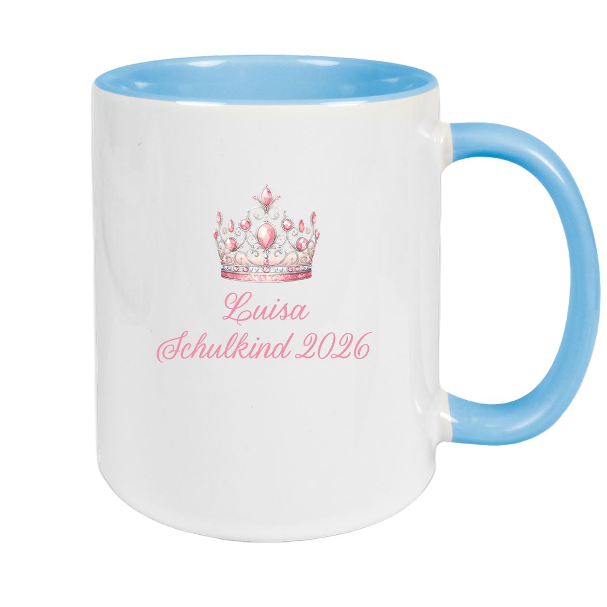 Tasse Schulkind 15 Wunschname Prinzessin1 Keramik Kinderbecher Personalisiert versch. Farben