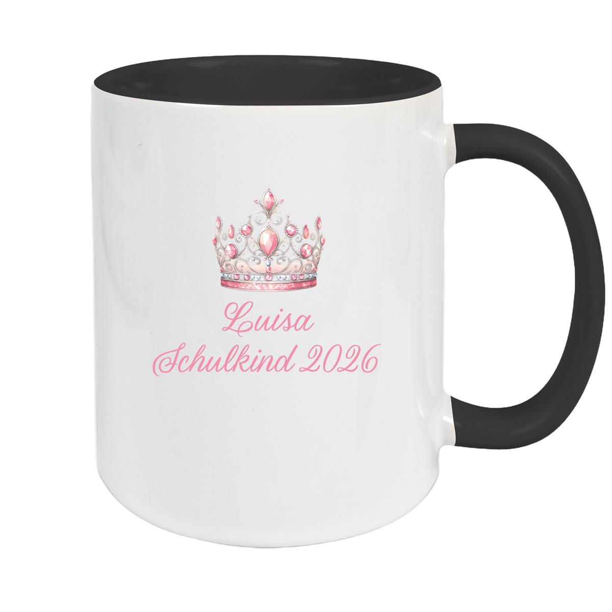 Tasse Schulkind 15 Wunschname Prinzessin1 Keramik Kinderbecher Personalisiert versch. Farben