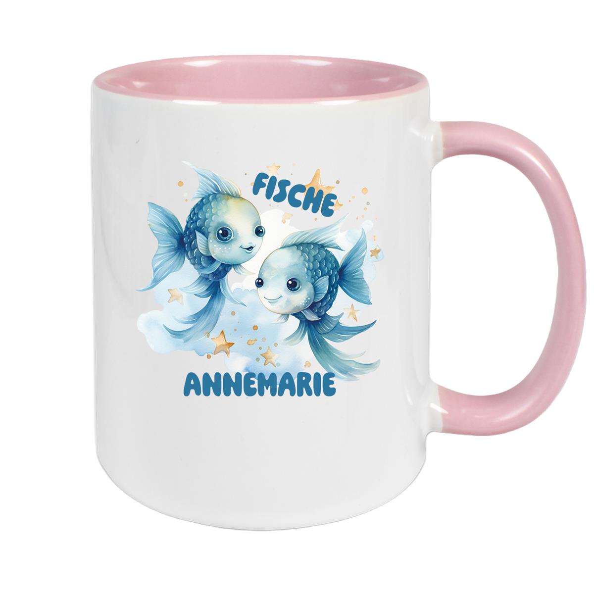 Tasse Sternzeichen Kinder Fische 1 Wunschname Keramik Kinderbecher personalisiert versch. Farben