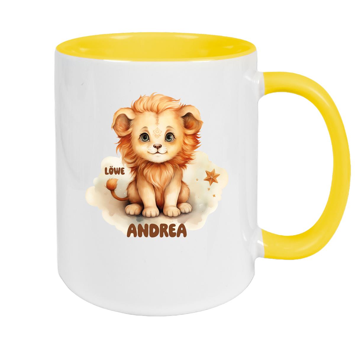 Tasse Sternzeichen Kinder Löwe 1 Wunschname Keramik Kinderbecher personalisiert versch. Farben