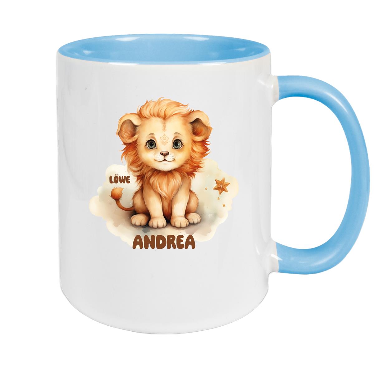Tasse Sternzeichen Kinder Löwe 1 Wunschname Keramik Kinderbecher personalisiert versch. Farben