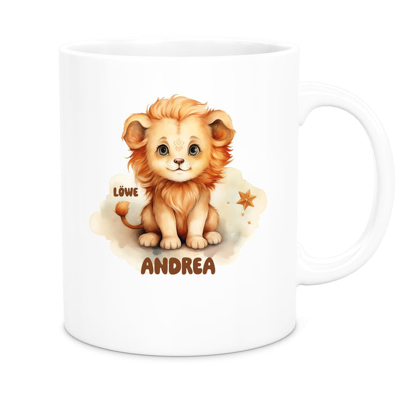 Tasse Sternzeichen Kinder Löwe 1 Wunschname Keramik Kinderbecher personalisiert versch. Farben