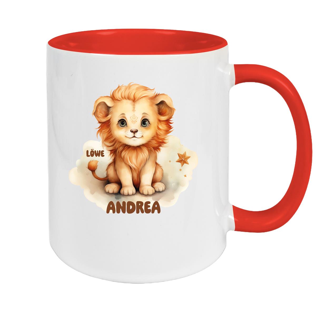 Tasse Sternzeichen Kinder Löwe 1 Wunschname Keramik Kinderbecher personalisiert versch. Farben