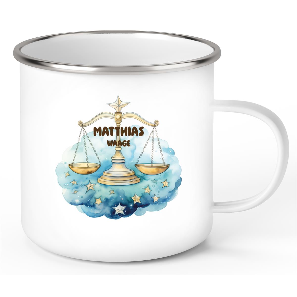 Tasse Sternzeichen Kinder Waage 1 Wunschname Emaille Kinderbecher personalisiert