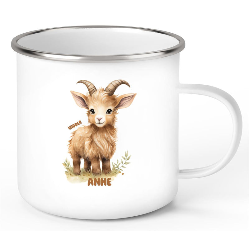 Tasse Sternzeichen Kinder Widder 1 Wunschname Emaille Kinderbecher personalisiert