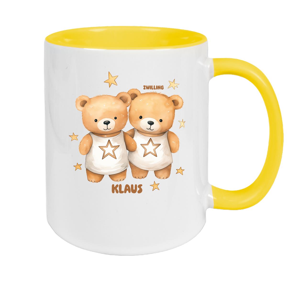 Tasse Sternzeichen Kinder Zwilling 1 Wunschname Keramik Kinderbecher personalisiert versch. Farben