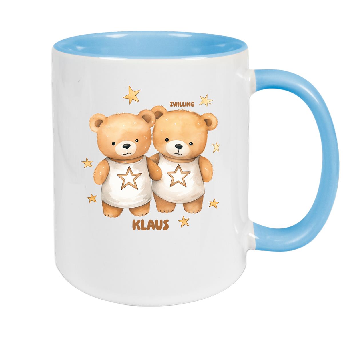 Tasse Sternzeichen Kinder Zwilling 1 Wunschname Keramik Kinderbecher personalisiert versch. Farben