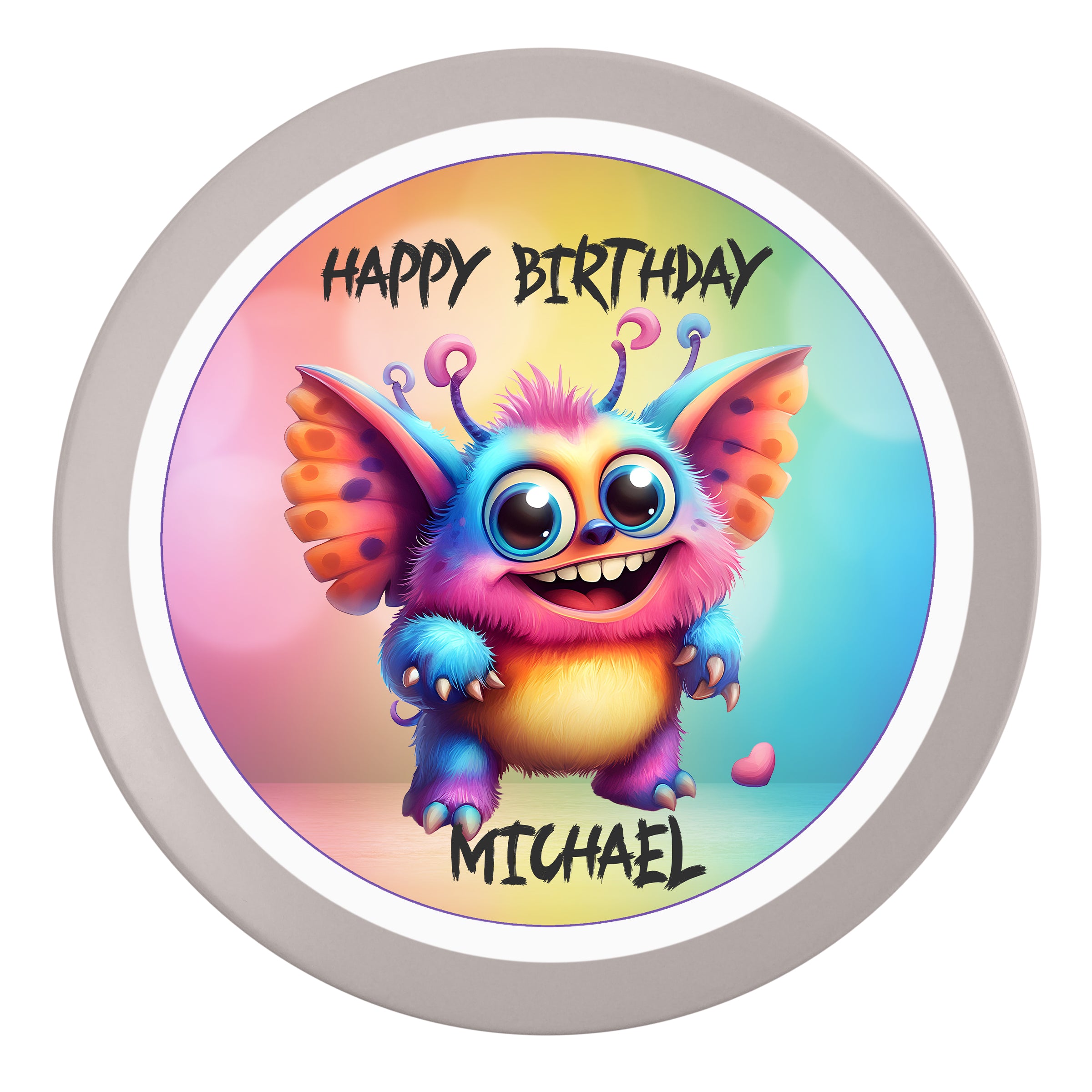 Tortenaufleger Geburtstag Kleines-Monster 2 Name & Zahl (20cm) Fondant Papier