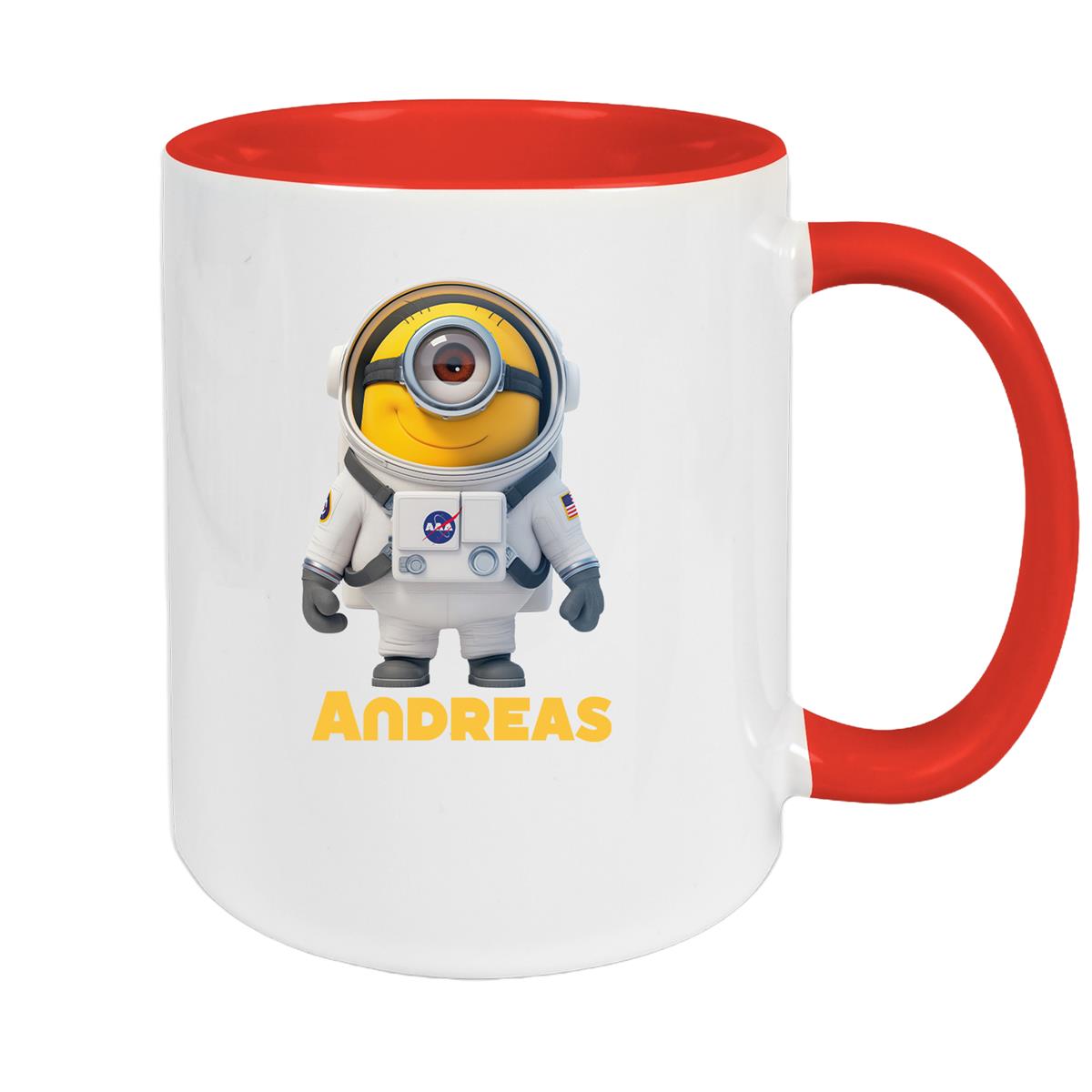 Tasse Minions Kinder Minion 3 Astronaut Wunschname Keramik Kinderbecher personalisiert versch. Farben