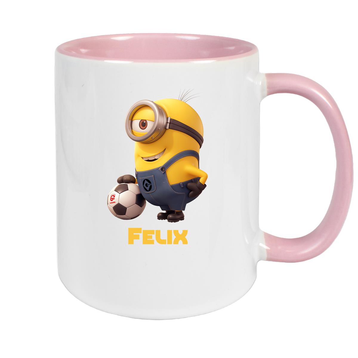 Tasse Minions Kinder Minion 8 Fußball Wunschname Keramik Kinderbecher personalisiert versch. Farben