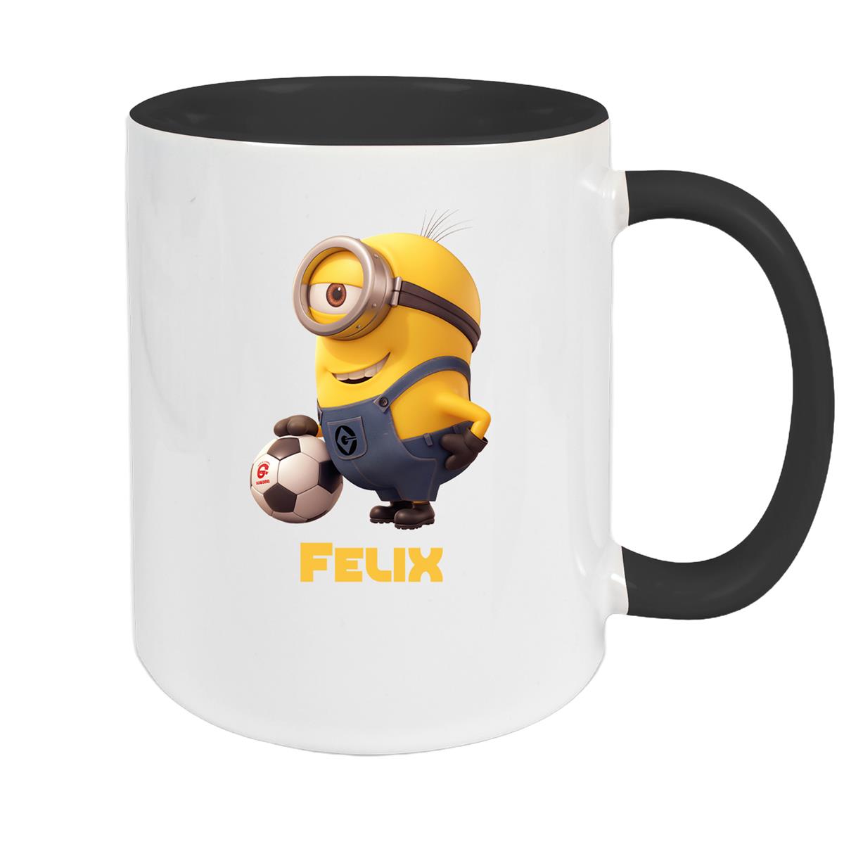 Tasse Minions Kinder Minion 8 Fußball Wunschname Keramik Kinderbecher personalisiert versch. Farben