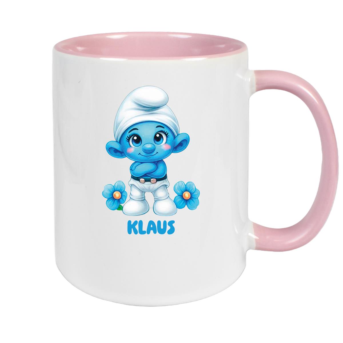 Tasse Kinder Schlumpf 3 Wunschname Keramik Kinderbecher personalisiert versch. Farben