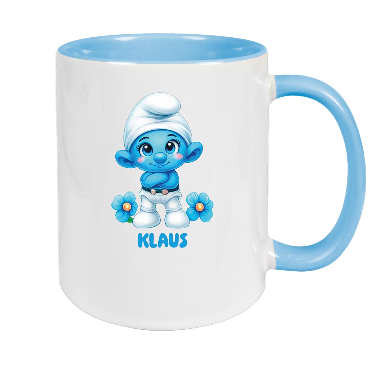 Tasse Kinder Schlumpf 3 Wunschname Keramik Kinderbecher personalisiert versch. Farben