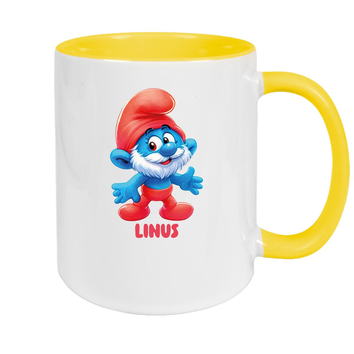 Tasse Kinder Schlumpf 4 Papa Schlumpf Wunschname Keramik Kinderbecher personalisiert versch. Farben